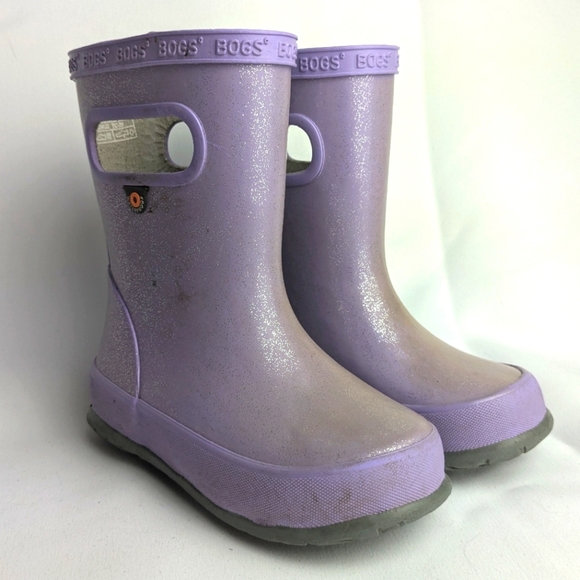 BOGS Rainboots For Kids Size 8 Purple With Glitter - Picture 1 of 9